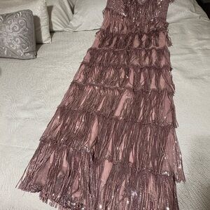 Orlando Fringed Pink Dress with Sequins size 44 L-XL